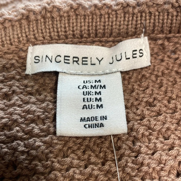 Sincerely Jules *NEW Brown Y2K Crochet Bell Bottom Pants & Halter Top Set Size M - Picture 9 of 10